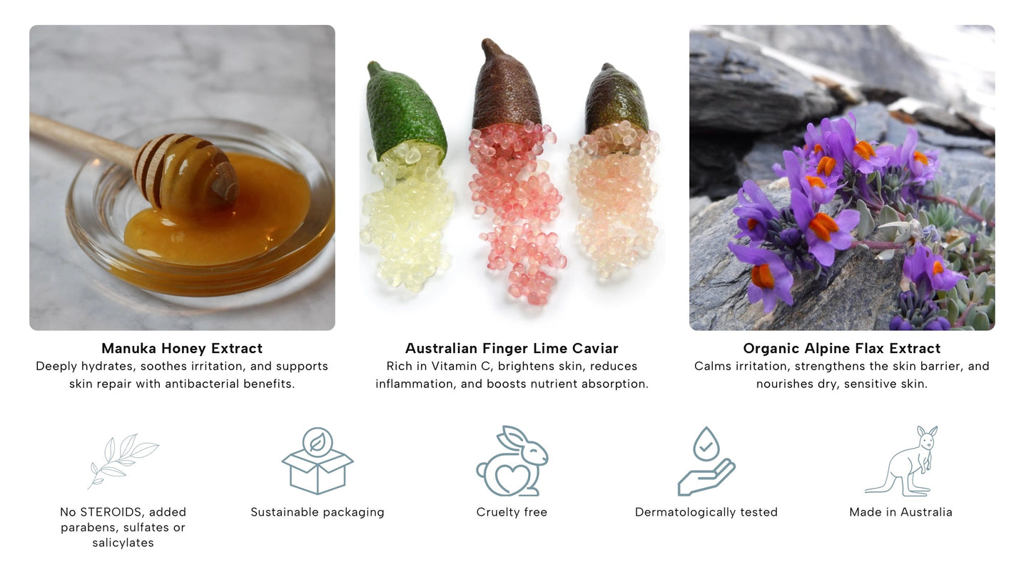 Allay Organics - Manuka Glow Balm With Australian Finger Lime Caviar - Super Hydrating Skin Recovery Balm - The Bare Theory