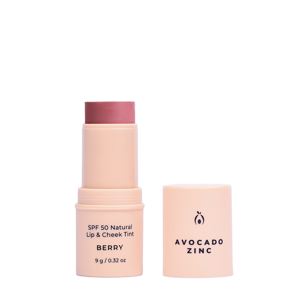 Avocado Zinc- SPF 50 Natural Lip & Cheek Tint - Berry - The Bare Theory
