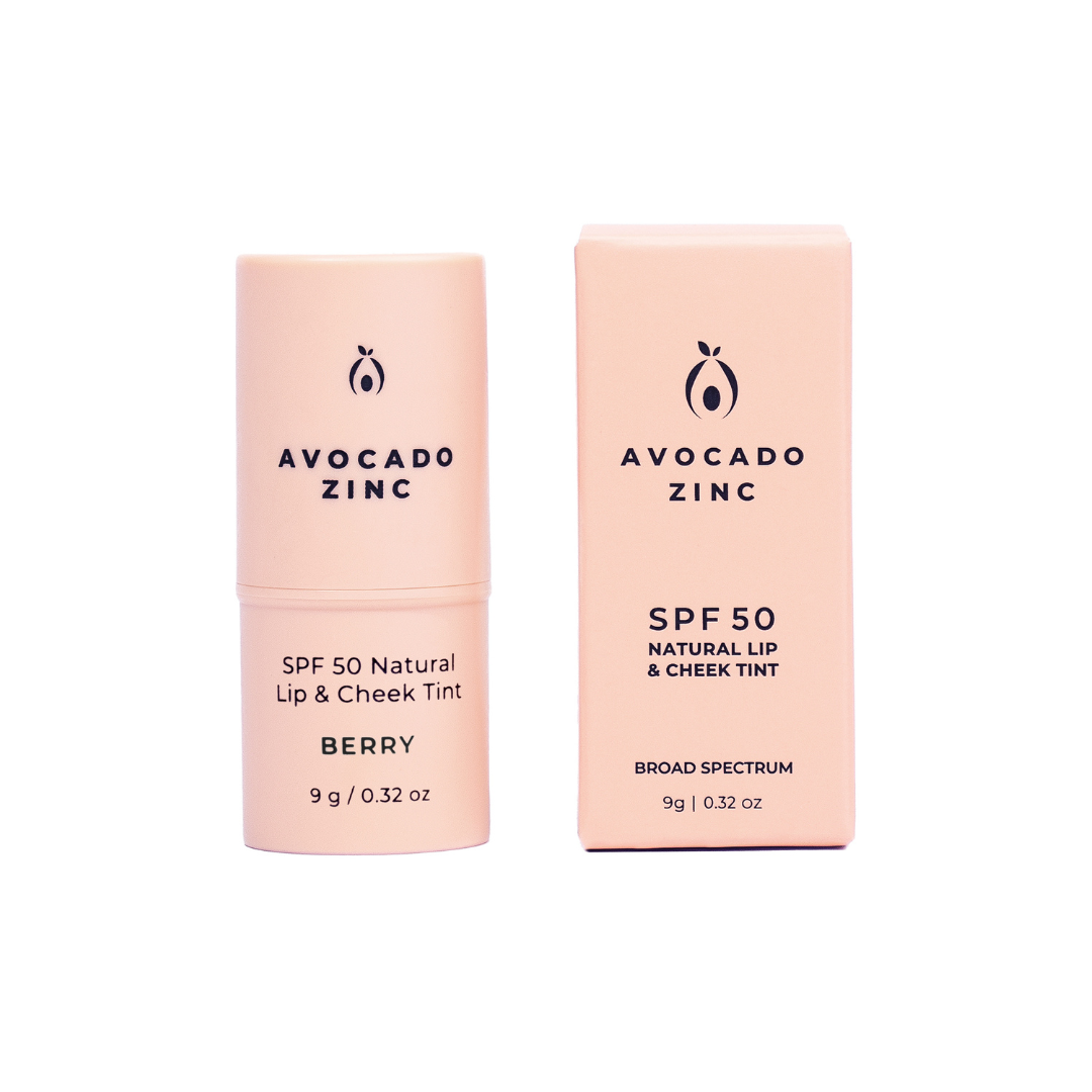 Avocado Zinc- SPF 50 Natural Lip & Cheek Tint - Berry - The Bare Theory
