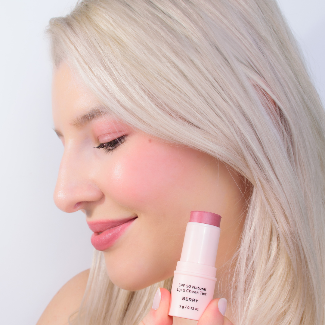 Avocado Zinc- SPF 50 Natural Lip & Cheek Tint - Berry - The Bare Theory