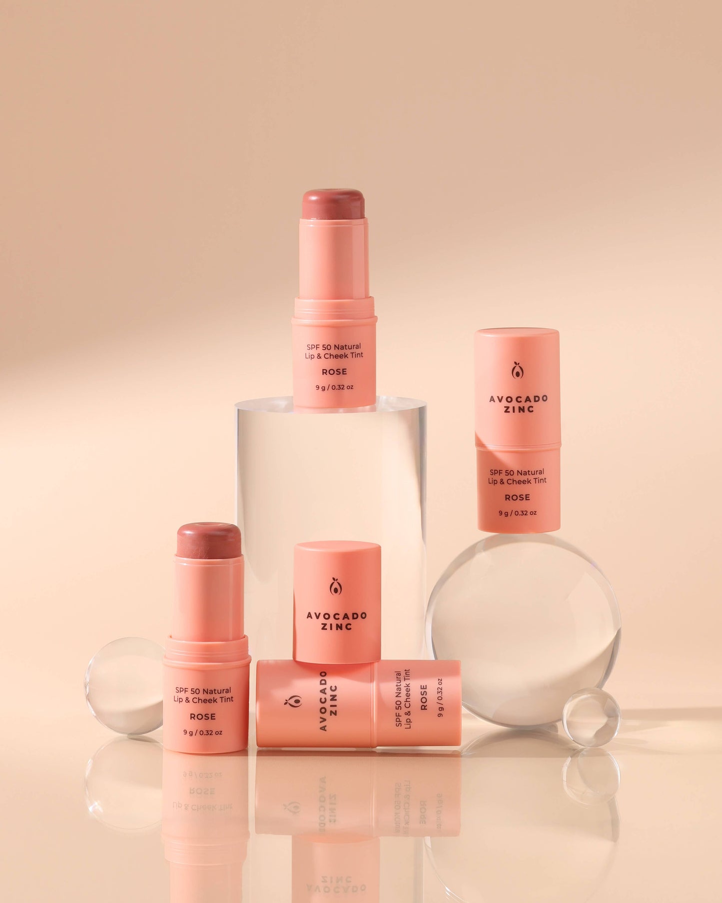 Avocado Zinc - SPF 50 Natural Lip & Cheek Tint - Rose - The Bare Theory