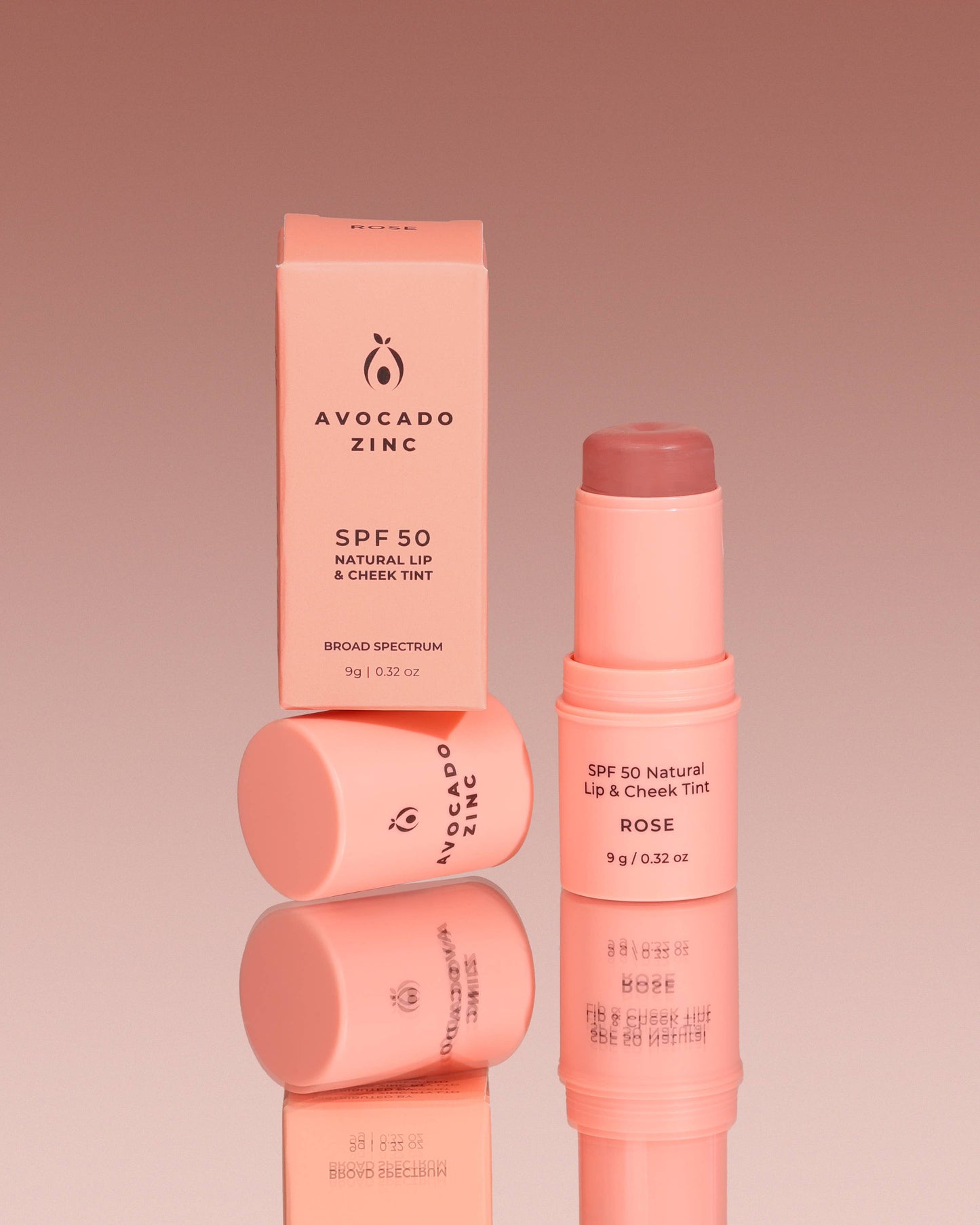 Avocado Zinc - SPF 50 Natural Lip & Cheek Tint - Rose - The Bare Theory