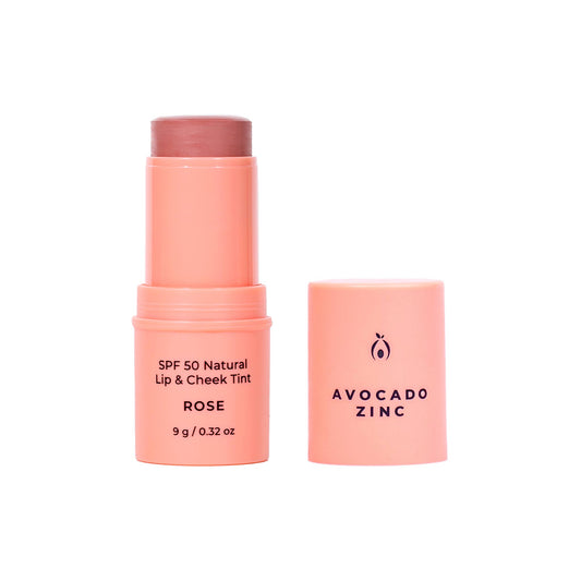 Avocado Zinc - SPF 50 Natural Lip & Cheek Tint - Rose - The Bare Theory
