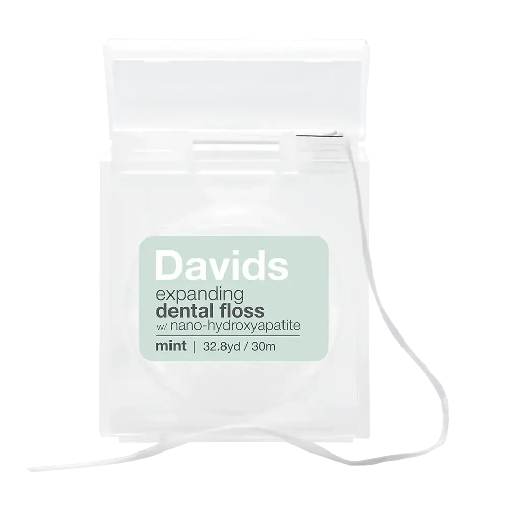Davids Hydroxi™ - expanding dental floss | refillable dispenser | mint | 30m - The Bare Theory