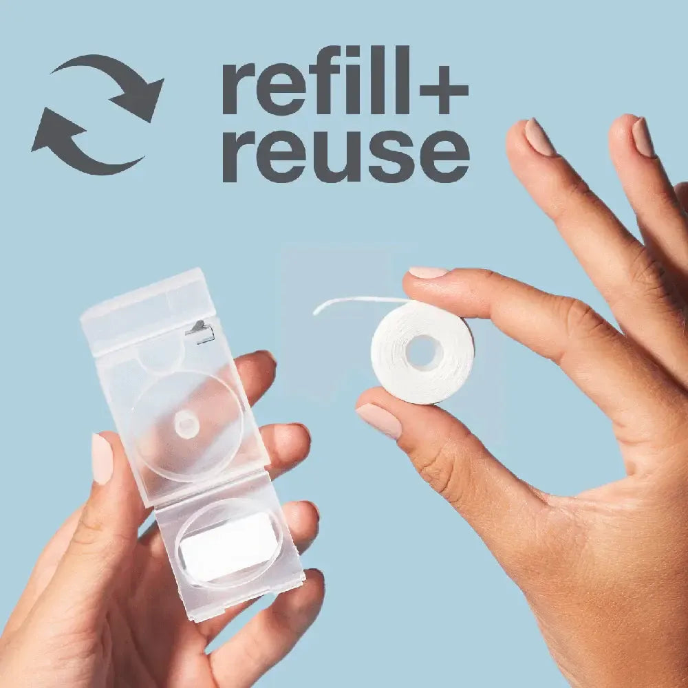 Davids Hydroxi™ - expanding dental floss | refillable dispenser | mint | 30m - The Bare Theory