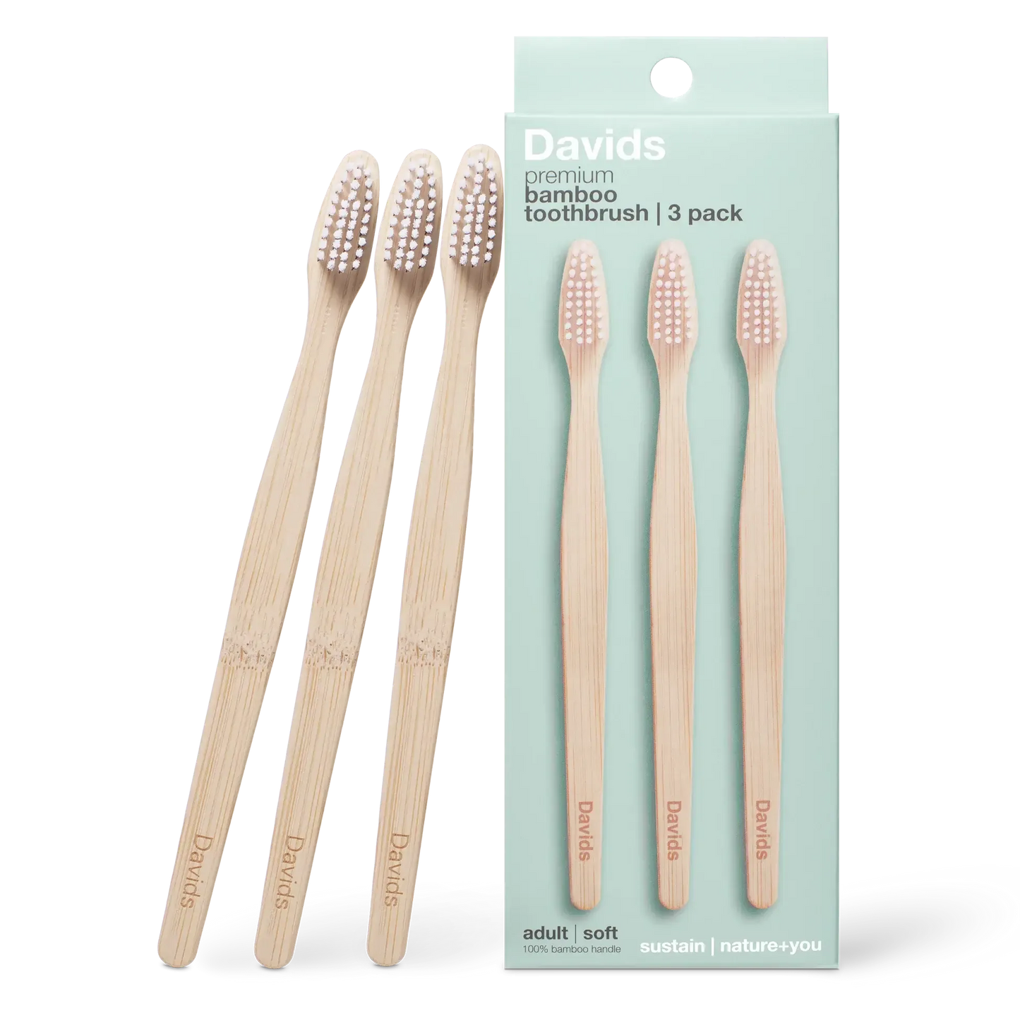 Davids Premium Bamboo Toothbrush / Adult Soft / 3 pack - The Bare Theory