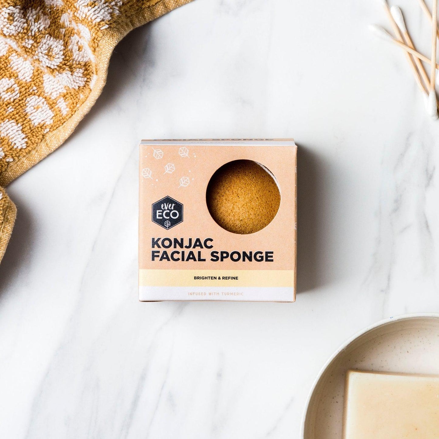 Ever Eco - Konjac Facial Sponge - Tumeric - The Bare Theory