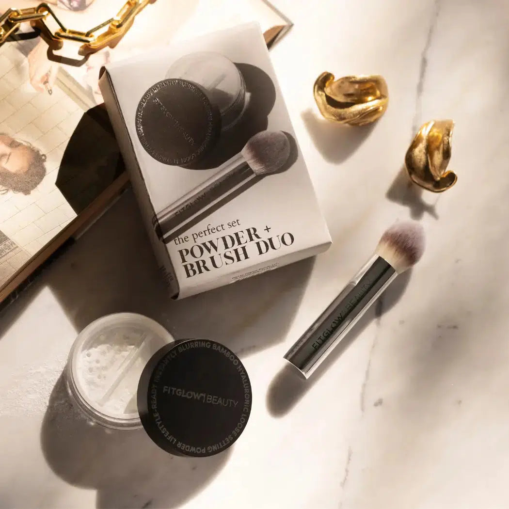 Fitglow - Bamboo Hyaluronic Loose Setting Powder + Brush Duo - The Bare Theory