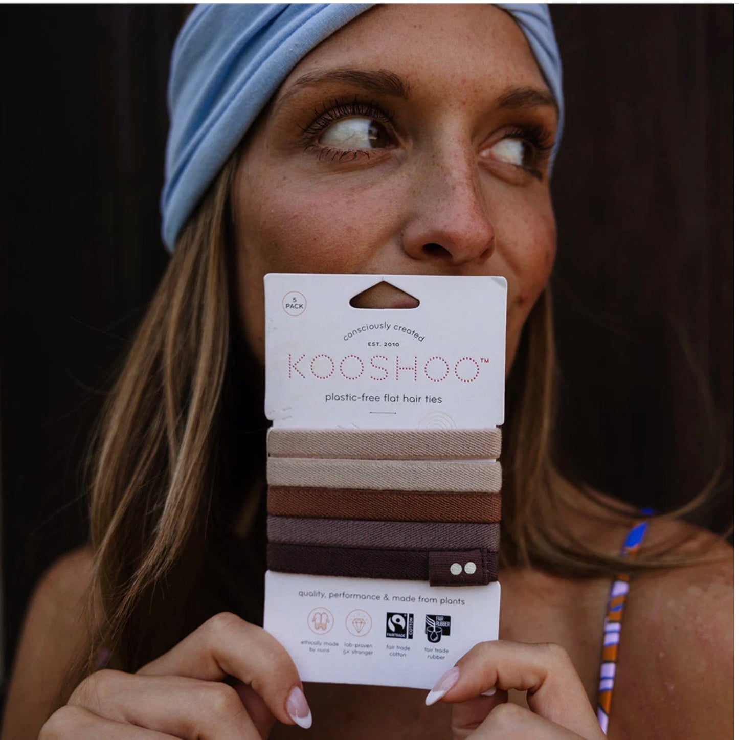 Kooshoo - Plastic Free Flat Hair Ties - Earth tints 5 pack - The Bare Theory