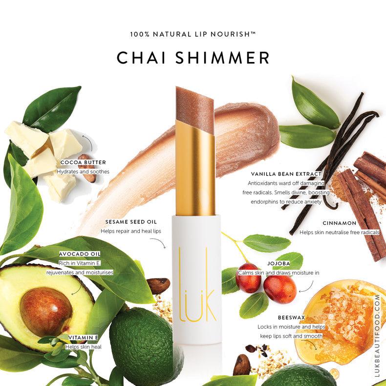 Luk Beautifood - Lip Nourish - Chai Shimmer - The Bare Theory