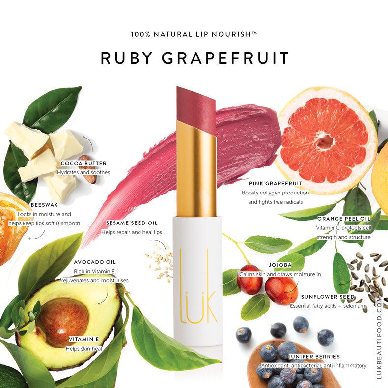 Luk Beautifood - Lip Nourish - Ruby Grapefruit - The Bare Theory