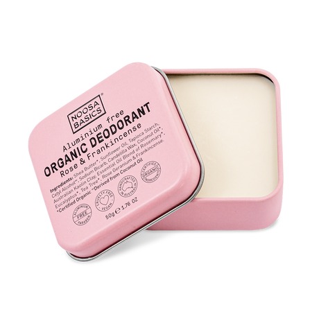 Noosa Basics - Deodorant Cream Tin - Rose + Frankincense - The Bare Theory