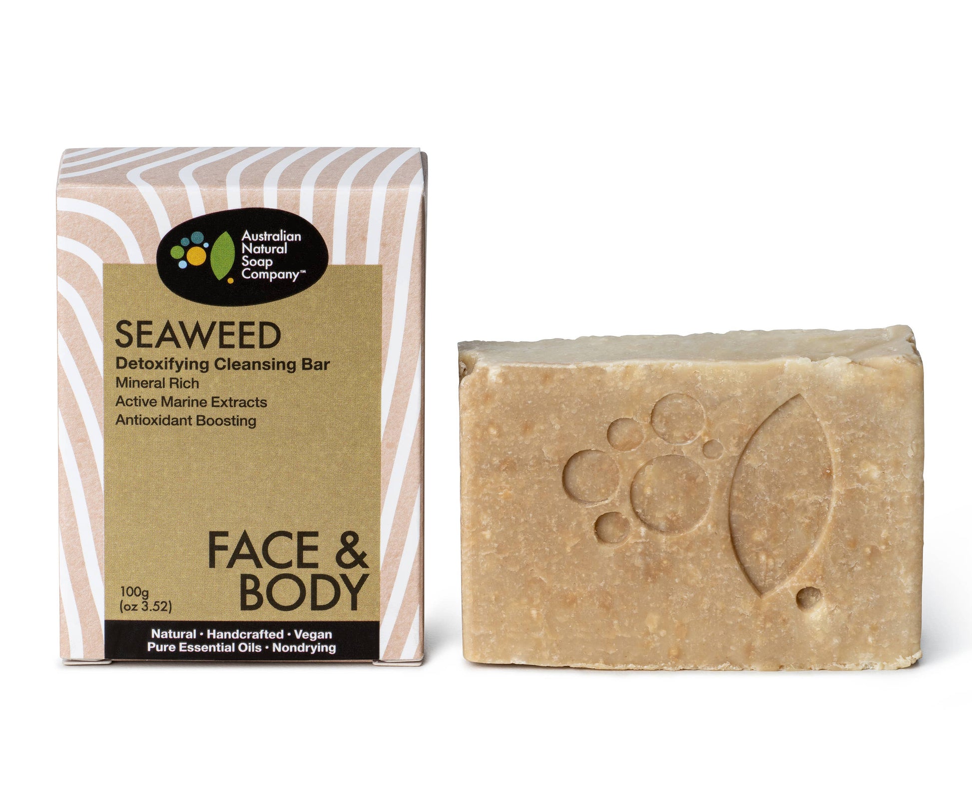 Seaweed Detoxifying Face & Body Soap Cleanser 100g | Natural - The Bare Theory