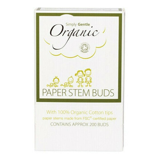 Simply Gentle Organic Paper Stem Cotton Buds - 200 Pack - The Bare Theory