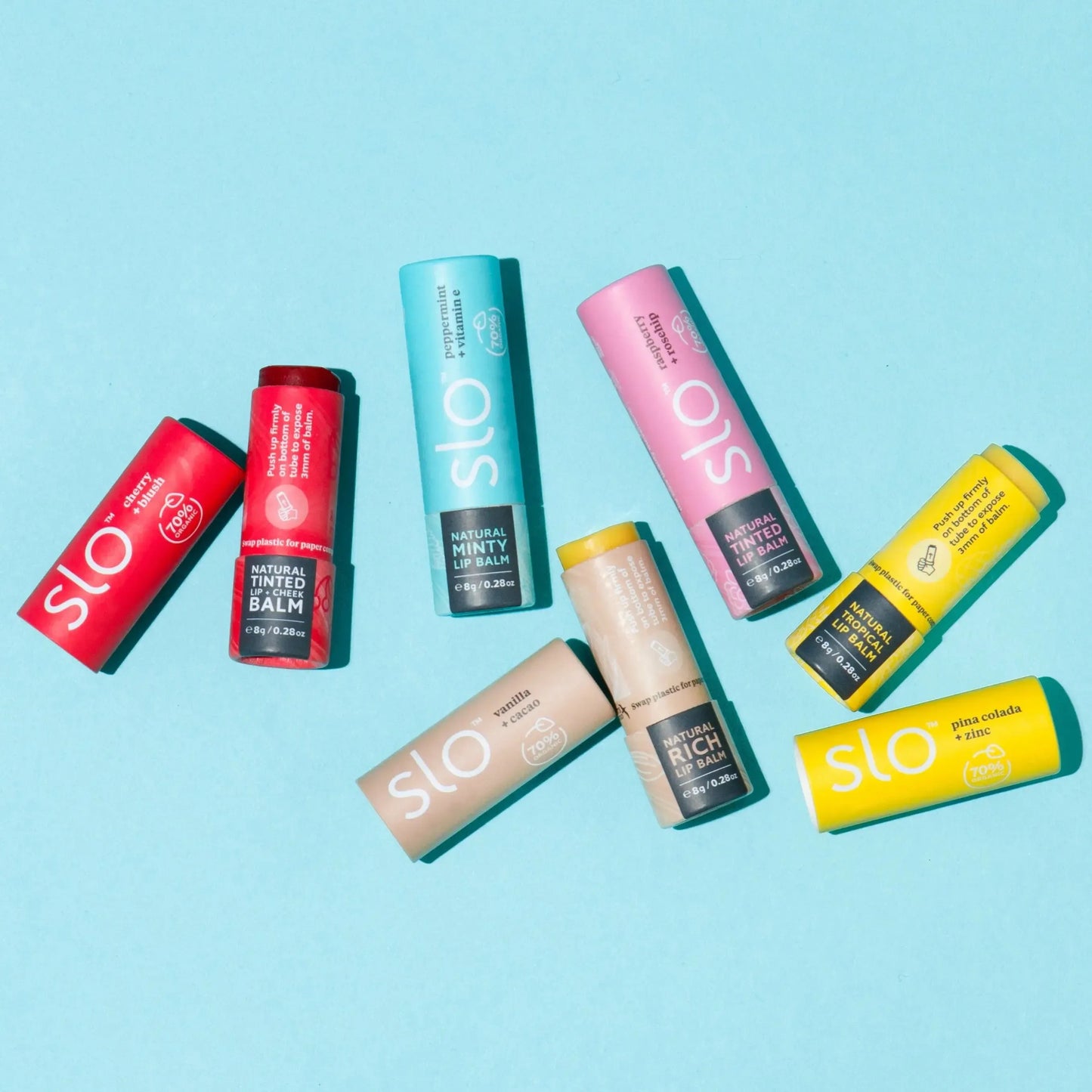 Slo - Natural Tinted Lip Balm - Raspberry + Rosehip - The Bare Theory