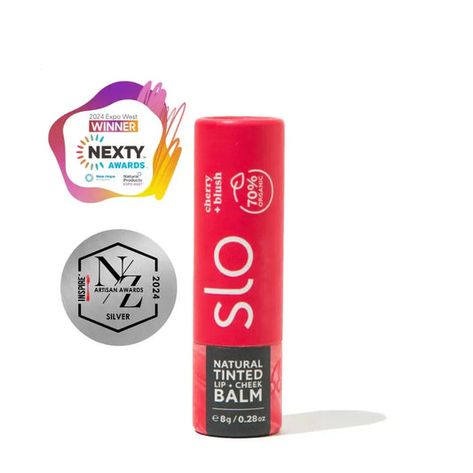 Slo - Natural Tinted Lip + Cheek Balm Cherry - The Bare Theory