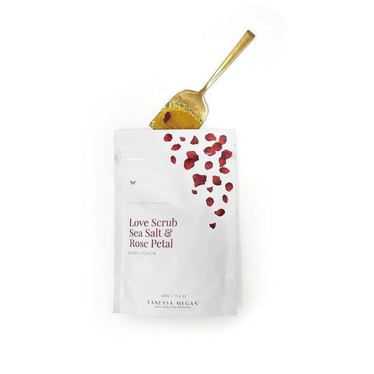 Vanessa Megan - Love Scrub | Sea Salt & Rose Petal Body Scrub - The Bare Theory