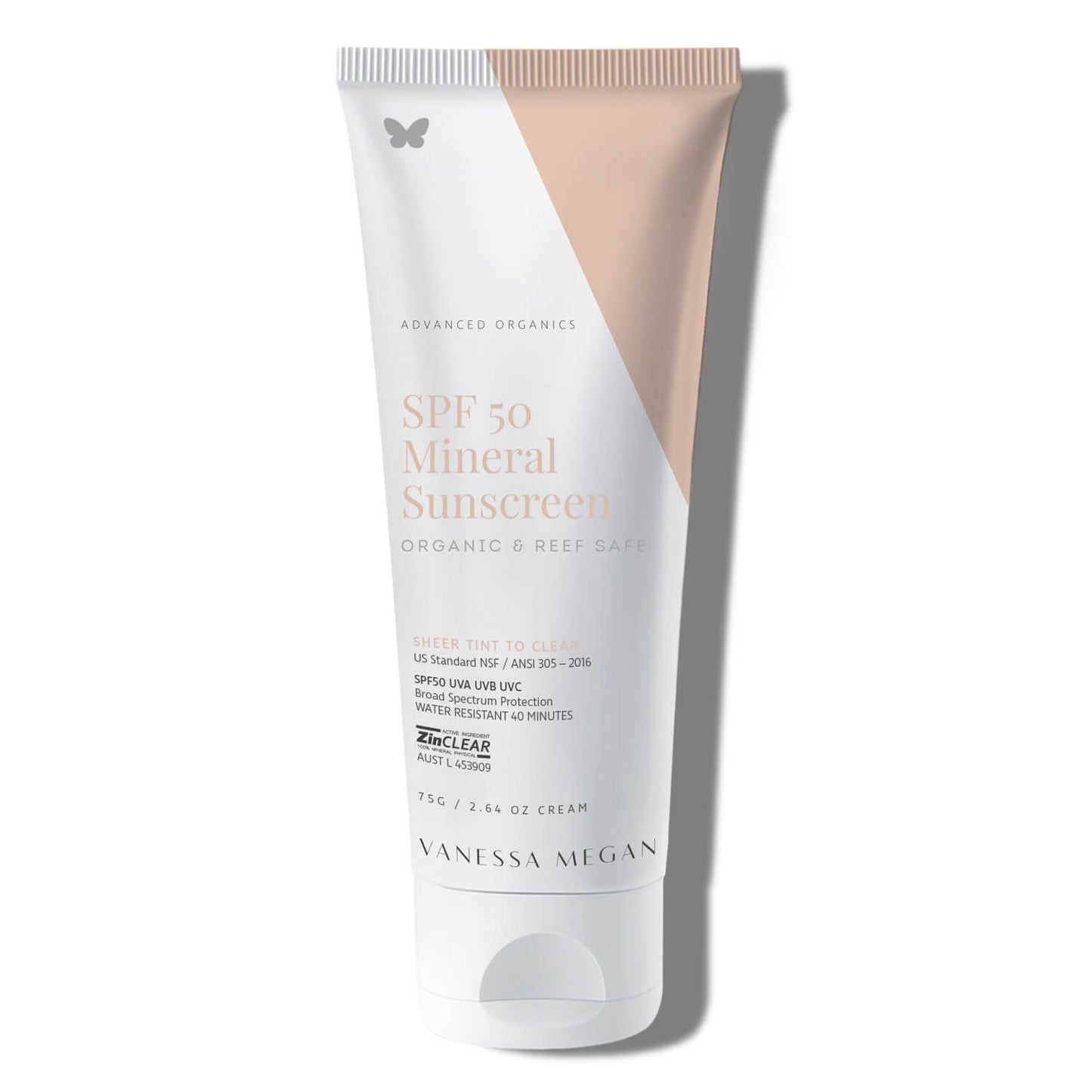 Vanessa Megan - SPF 50 Mineral Sunscreen - Organic & Reef Safe - 75g - The Bare Theory