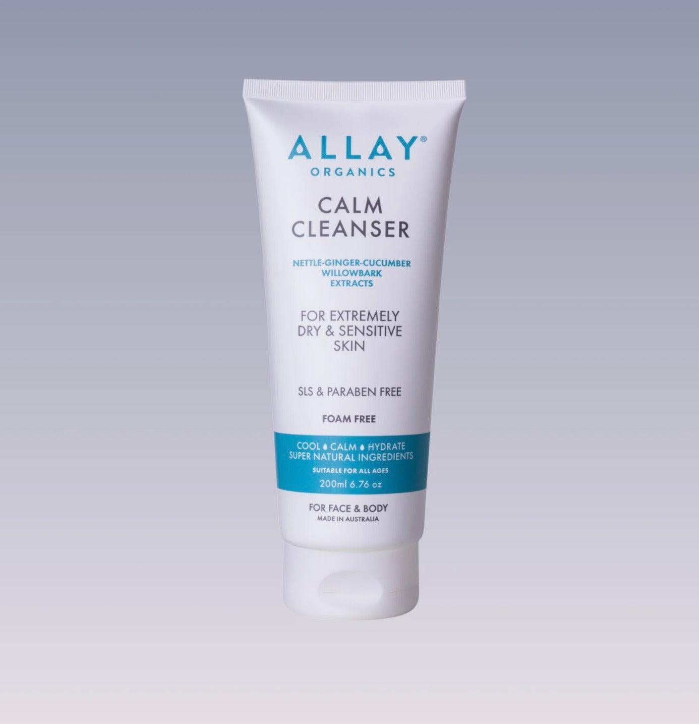Allay Organics - Calm Cleanser - Gentle & Soothing SLS Free Cleanser for Dry, Sensitive Skin - The Bare Theory