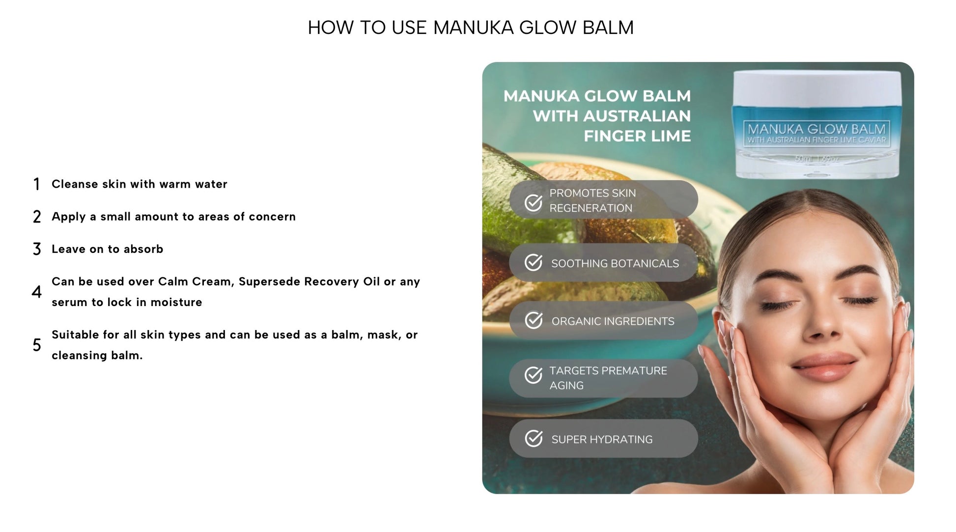 Allay Organics - Manuka Glow Balm With Australian Finger Lime Caviar - Super Hydrating Skin Recovery Balm - The Bare Theory