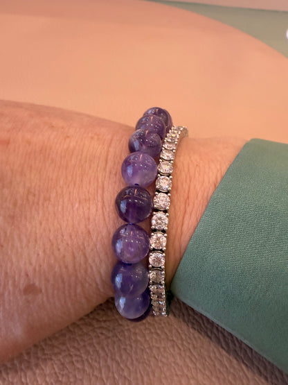 Amethyst Crystal Bracelet - 8mm - The Bare Theory