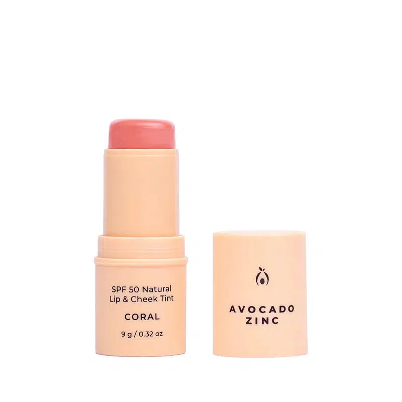 Avocado Zinc- SPF 50 Natural Lip & Cheek Tint- Coral - The Bare Theory