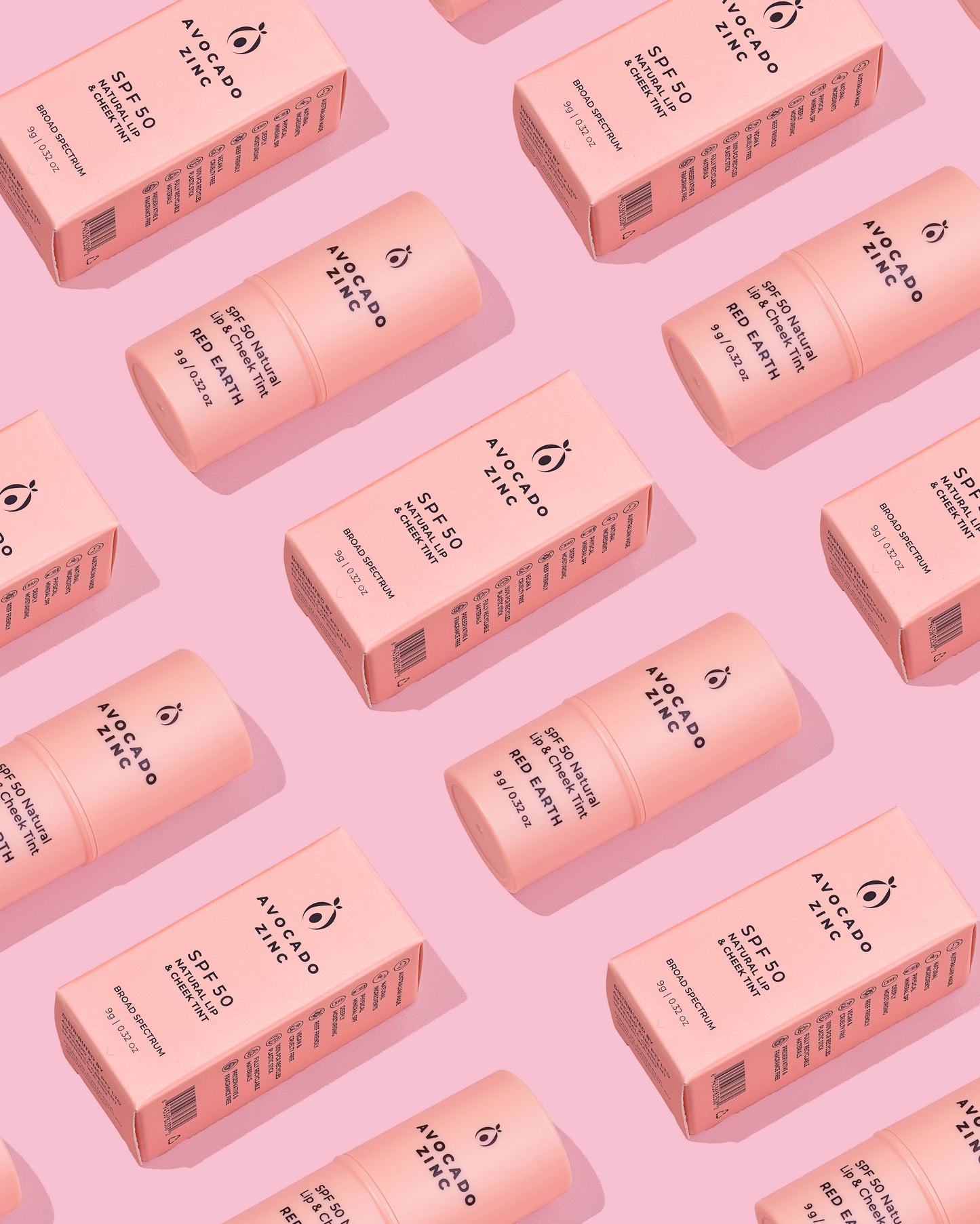 Avocado Zinc - SPF 50 Natural Lip & Cheek Tint - Red Earth - The Bare Theory