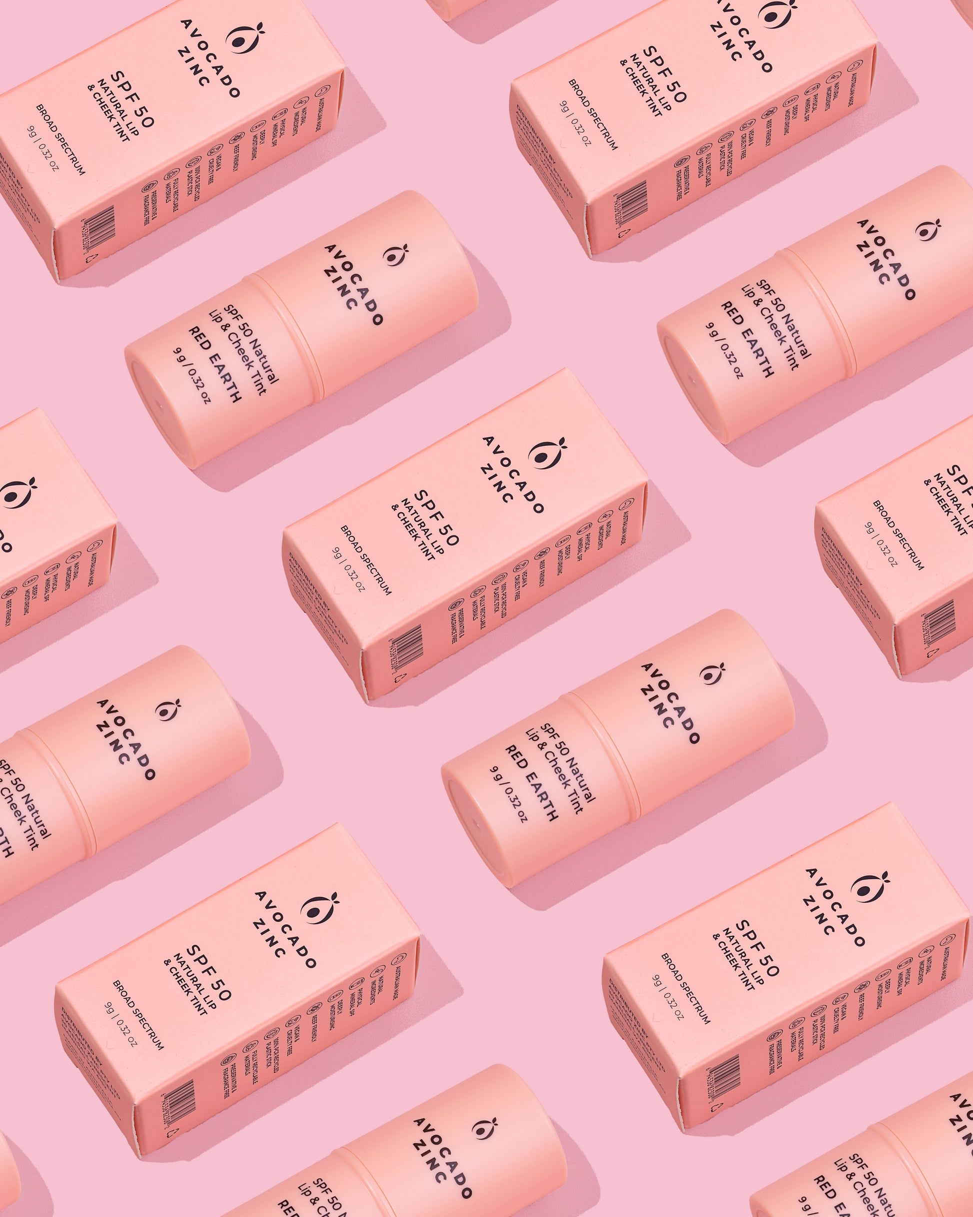 Avocado Zinc - SPF 50 Natural Lip & Cheek Tint - Red Earth - The Bare Theory