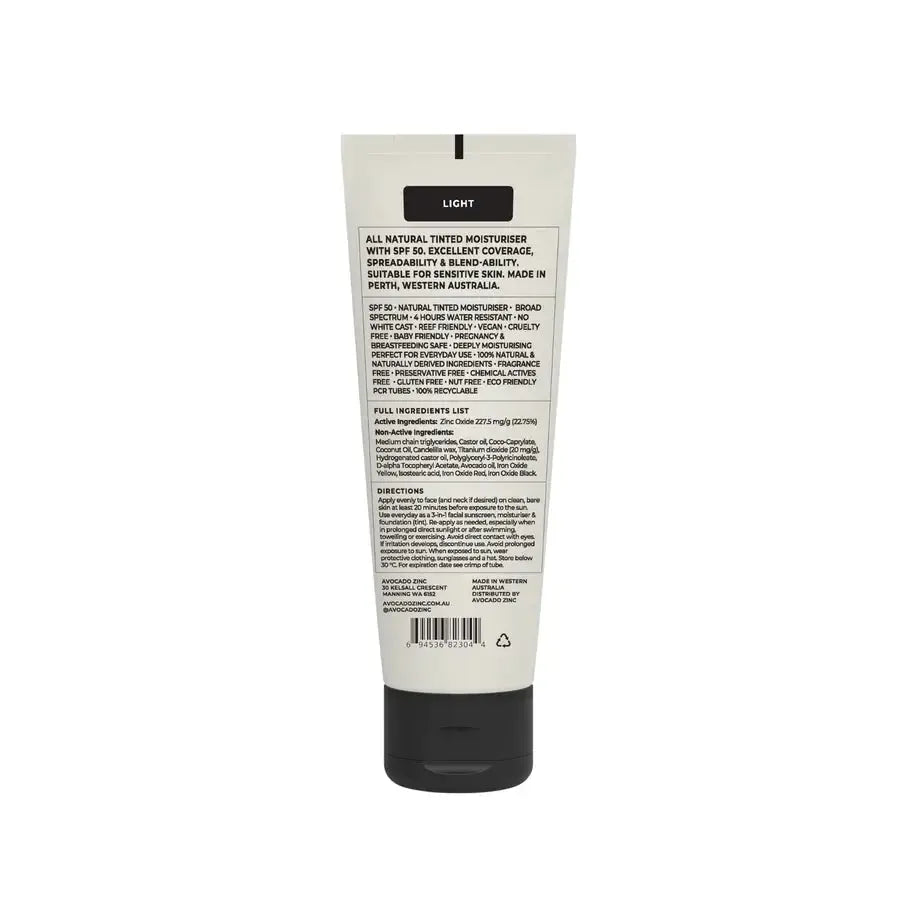 Avocado Zinc - Tinted SPF - Light - 50ml - The Bare Theory