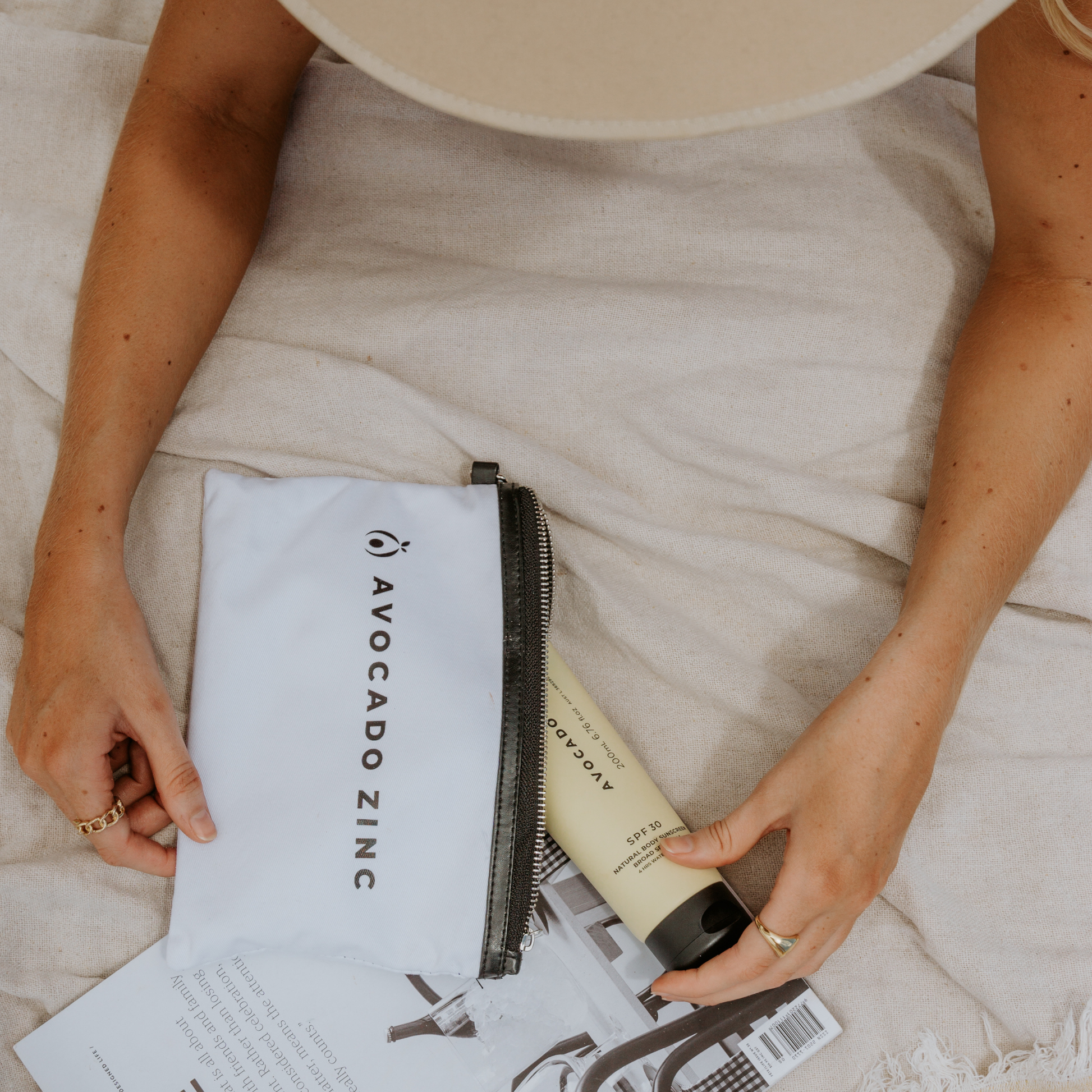 Avocado Zinc - Vegan Leather Beach Pouch - The Bare Theory