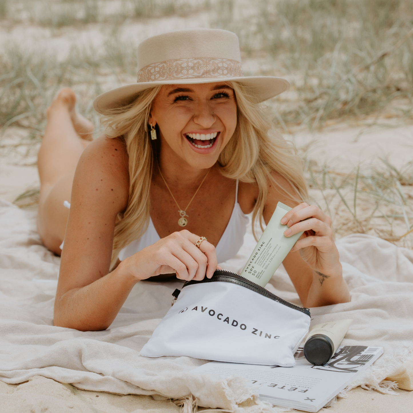 Avocado Zinc - Vegan Leather Beach Pouch - The Bare Theory