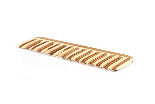 BASS - Bamboo Wood Comb - LARGE WIDE & FINE - The Bare Theory