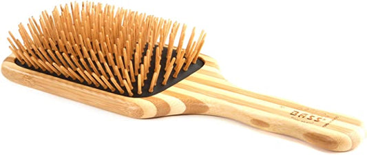 BASS - Bamboo Wood Hair Brush - LARGE SQUARE PADDLE - The Bare Theory