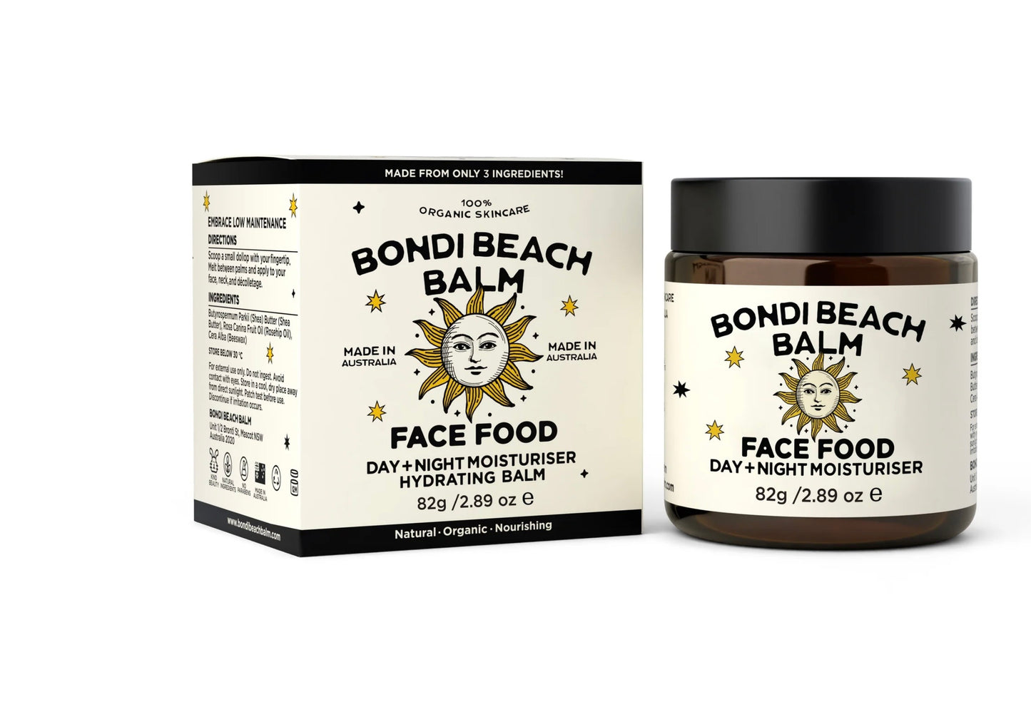 Bondi Beach Balm – FACE FOOD Organic Face Balm Moisturiser 82g - The Bare Theory