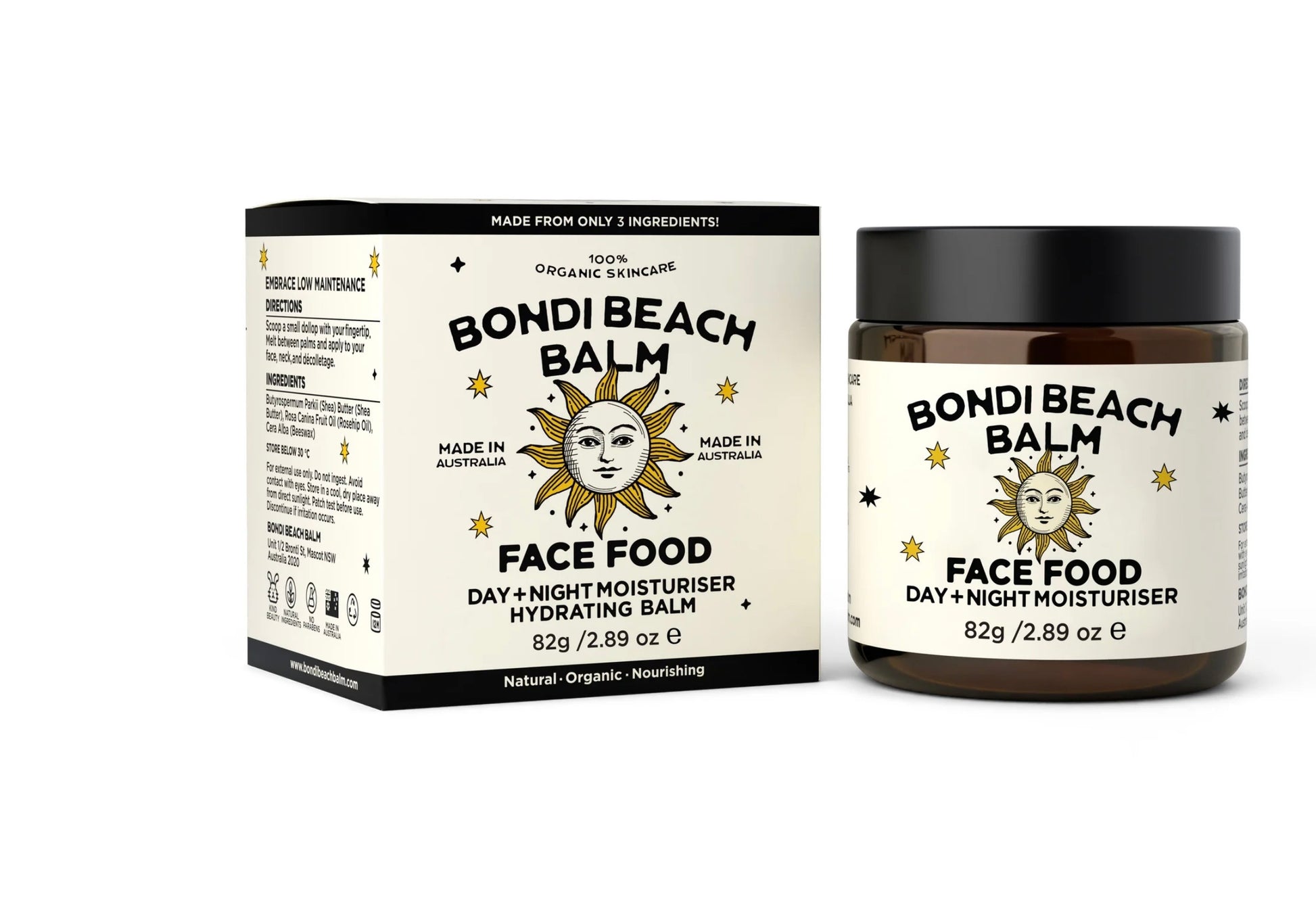 Bondi Beach Balm – FACE FOOD Organic Face Balm Moisturiser 82g - The Bare Theory