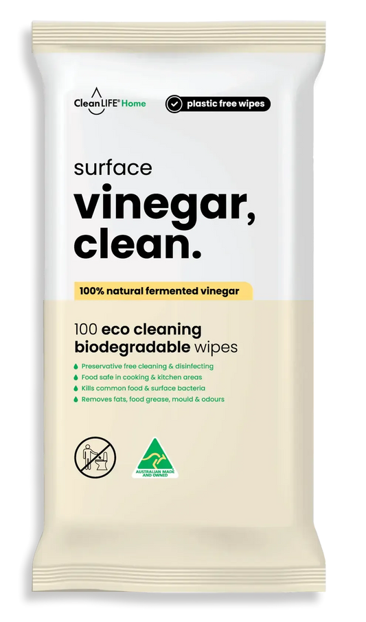 CleanLIFE - Surface Vinegar, Clean - 100 wipes - The Bare Theory