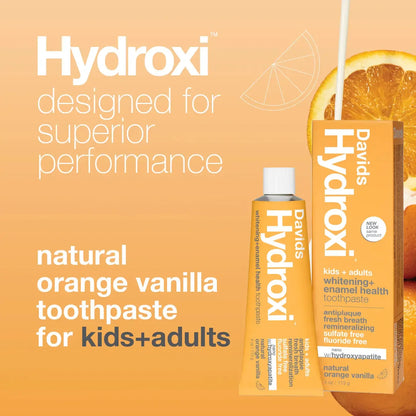 Davids Hydroxi™ - Kids + Adults Whitening and Antiplaque Toothpaste | Orange Vanilla - The Bare Theory
