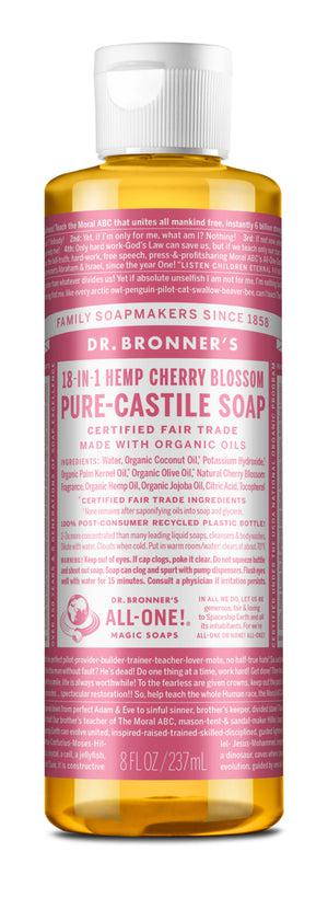 Dr Bronner's - 18 - in - 1 Hemp Pure - Castile Soap 237ml - CHERRY BLOSSOM - The Bare Theory