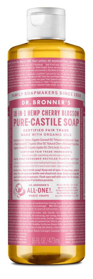 Dr Bronner's - 18 - in - 1 Hemp Pure - Castile Soap 473ml - CHERRY BLOSSOM - The Bare Theory