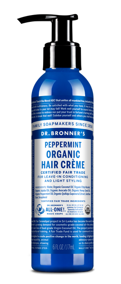 Dr Bronner's - Organic Hair Creme 177ml - PEPPERMINT - The Bare Theory