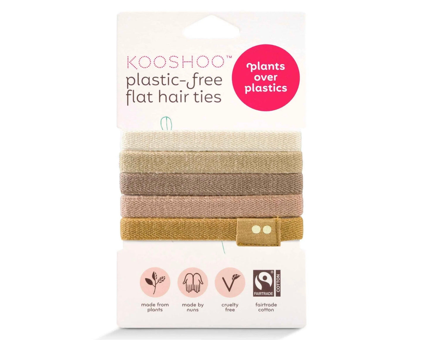 Kooshoo - Plastic Free Flat Hair Ties - Blonde 5 pack - The Bare Theory