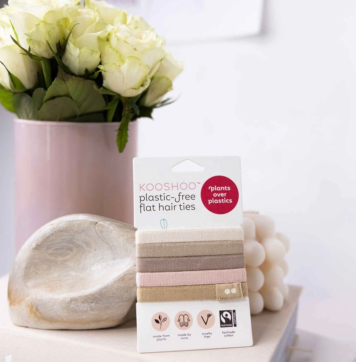Kooshoo - Plastic Free Flat Hair Ties - Blonde 5 pack - The Bare Theory