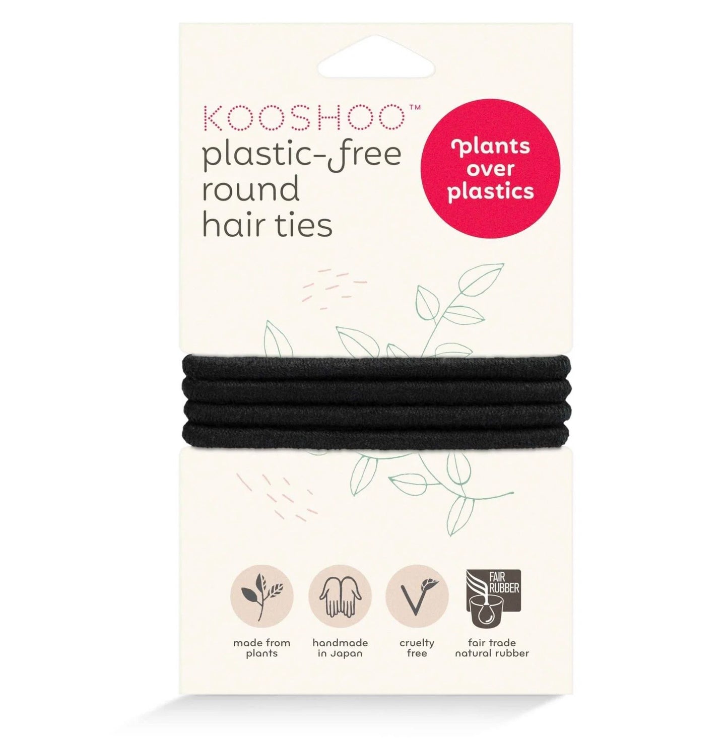 Kooshoo - Plastic Free Round Hair Ties - Black 4 pack - The Bare Theory