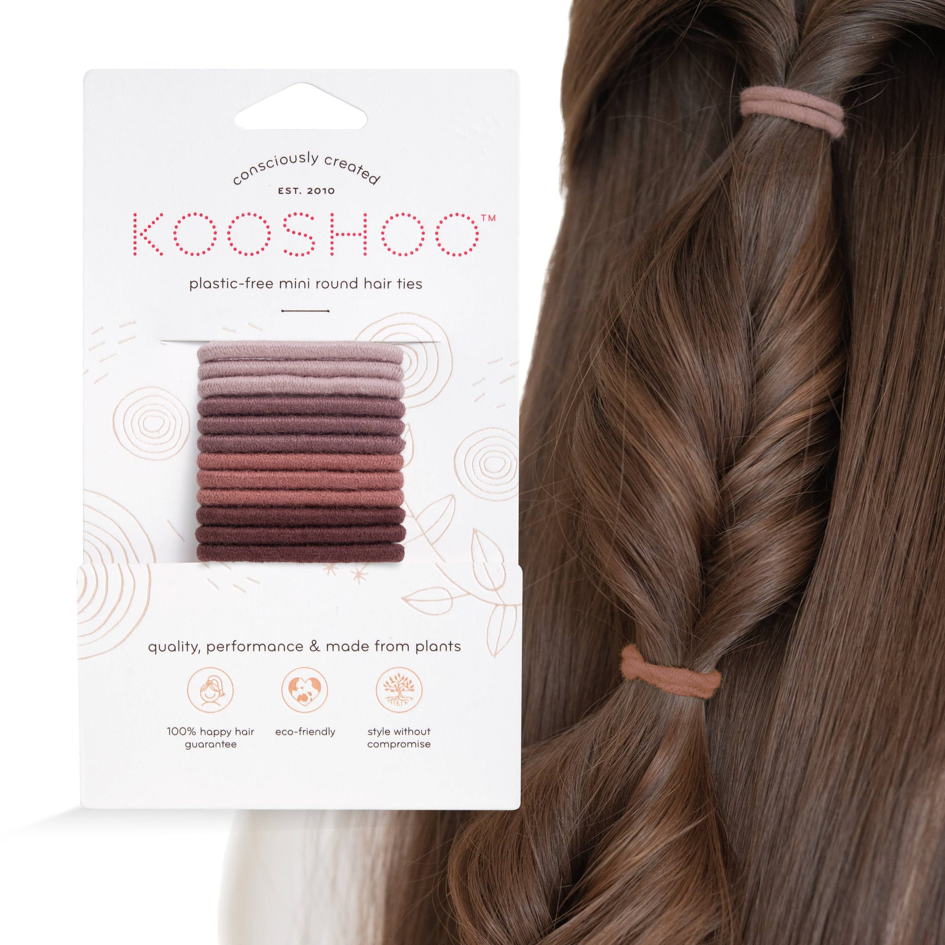 Kooshoo Plastic-free Round Hair Ties - Mini 12-pack - Earth Tints - The Bare Theory