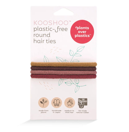 Kooshoo Plastic-free Round Hair Ties - Warm Earth 4 pack - The Bare Theory