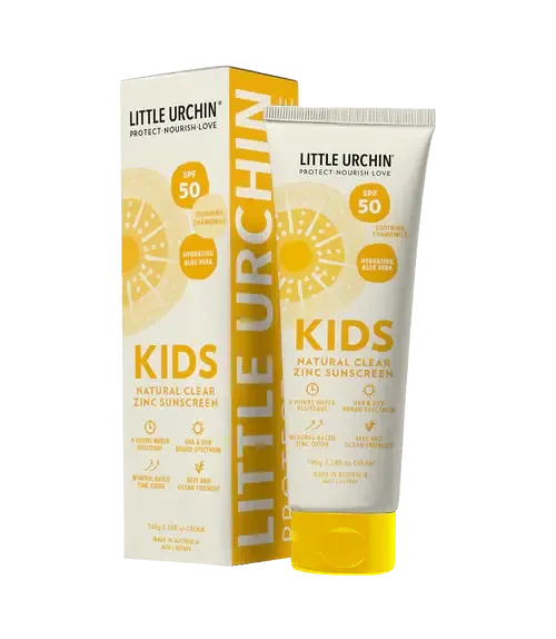 LITTLE URCHIN - KIDS NATURAL CLEAR ZINC SUNSCREEN SPF 50, 100g - The Bare Theory