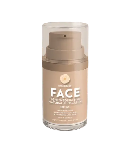 LITTLE URCHIN - NATURAL FACE LIGHT-MEDIUM TINT SPF 50+, 50G - The Bare Theory