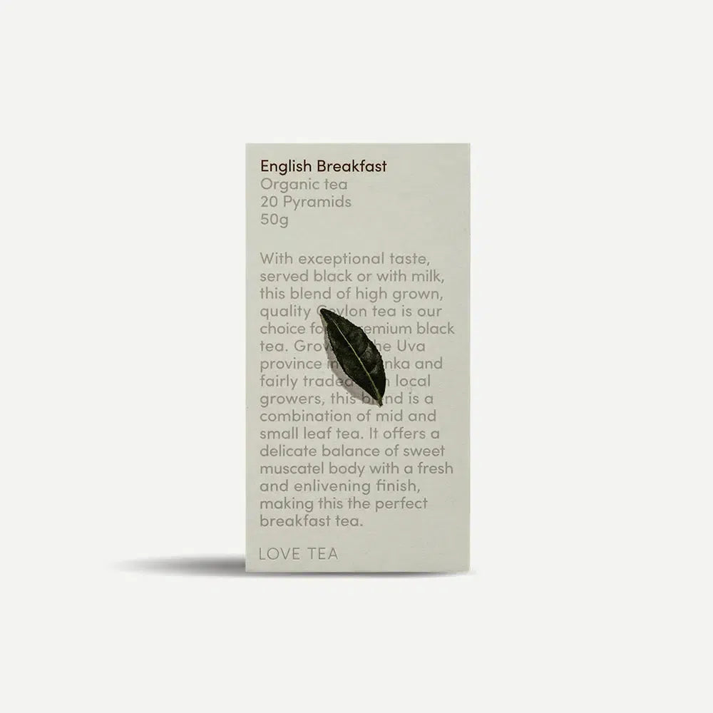 Love Tea - English Breakfast - Certified Organic Pyramids - The Bare Theory