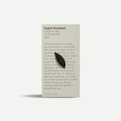 Love Tea - English Breakfast - Certified Organic Pyramids - The Bare Theory