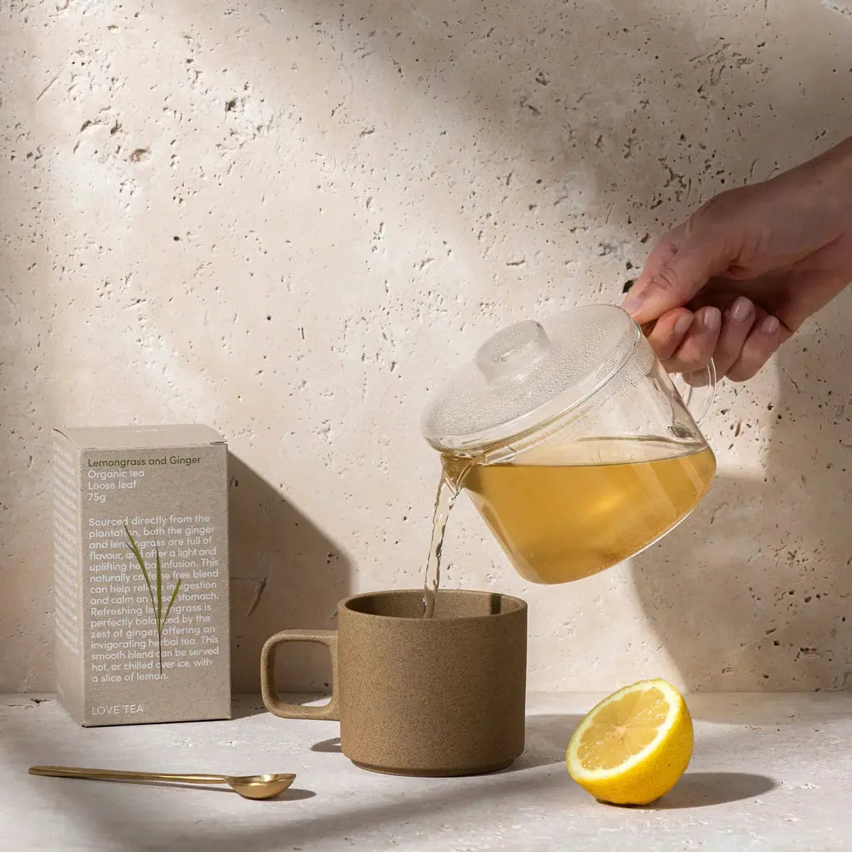 Love Tea - Lemongrass and Ginger - 20 Pyramids - The Bare Theory